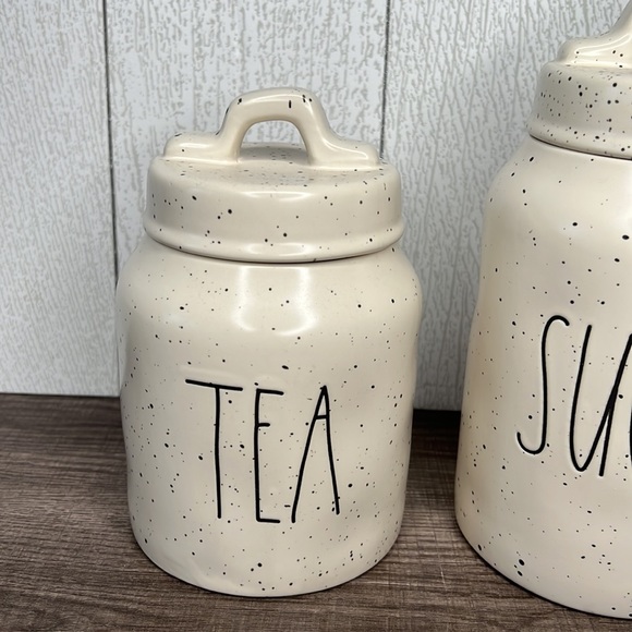 Rae Dunn Sugar & Tea Canisters White/Black Storage Containers NWT! - Picture 3 of 4